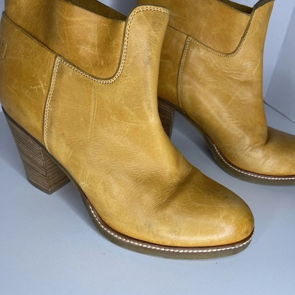 Shabbies Amsterdam Womens 39 US 8.5 Ankle Boots Cognac Tan Booties Leather 3" H - Picture 4 of 12